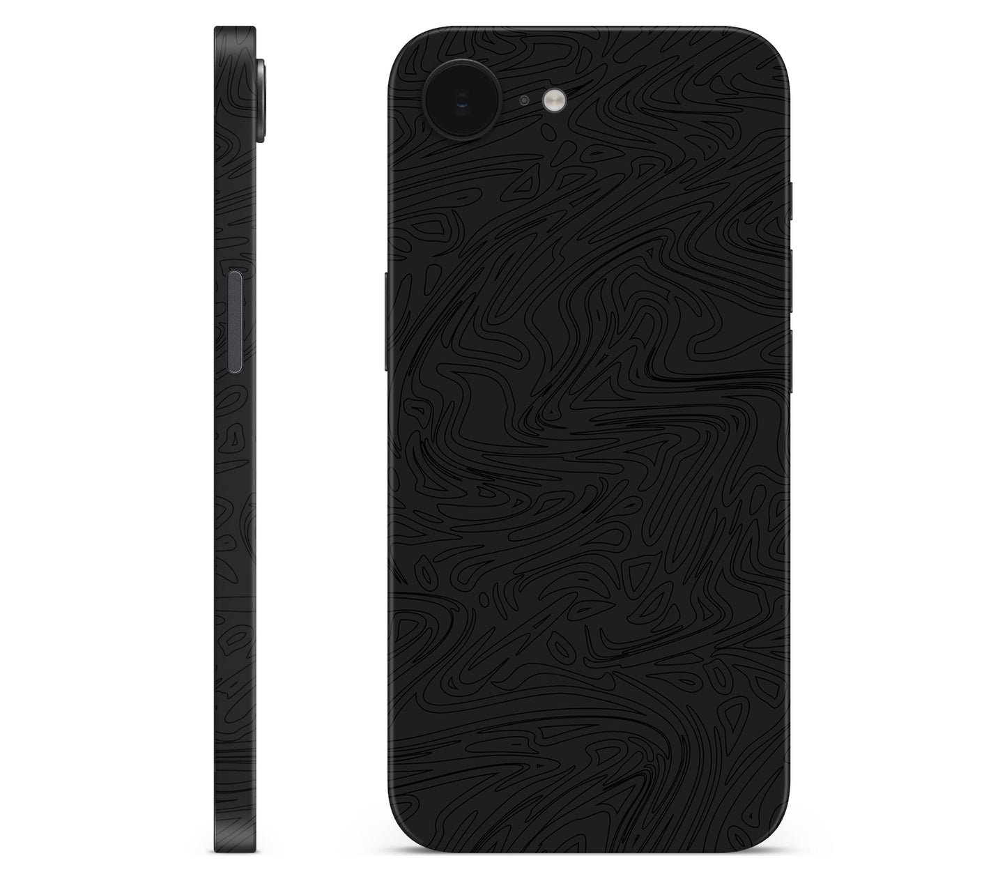iPhone 17e skin, Black Ice, full wrap without logo cutout