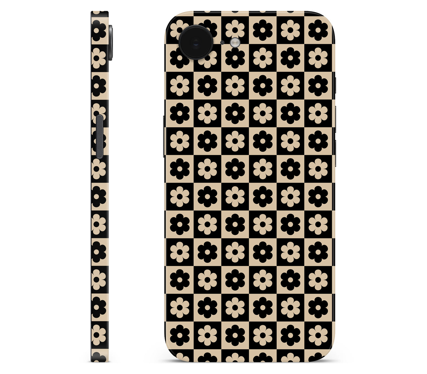iPhone 17e skin, Floral Grid, full wrap without logo cutout