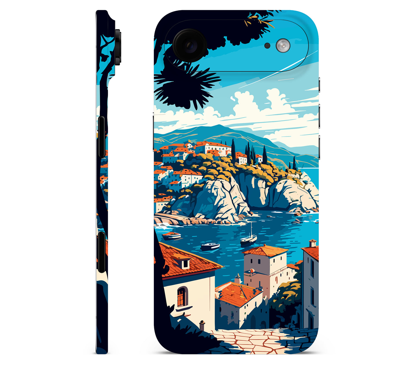 iPhone Air skin, Coastal Clouds, full wrap without logo cutout