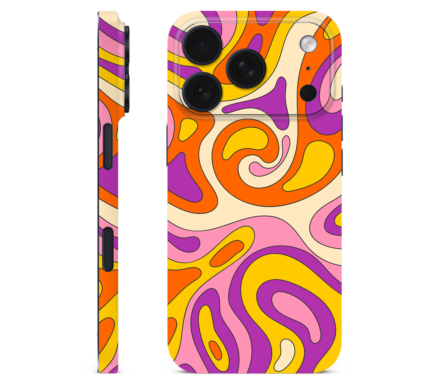 iPhone 17 Pro Max skin, Psycho Vortex, full wrap without logo cutout