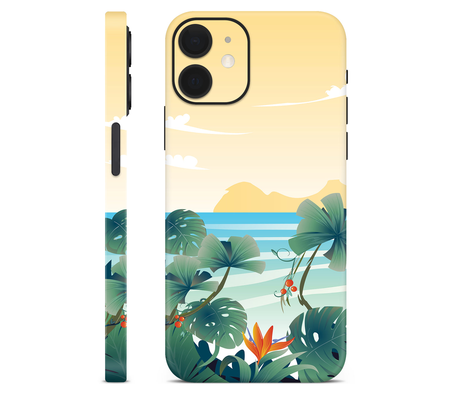 iPhone 12 Mini skin, Sizzle Bay, full wrap without logo cutout