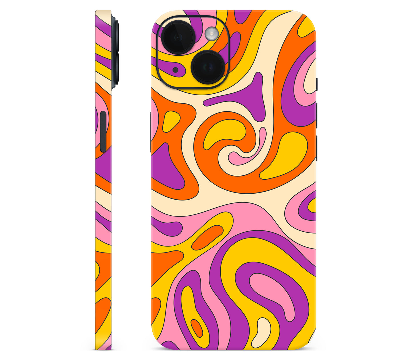 iPhone 14 Plus skin, Psycho Vortex, full wrap without logo cutout