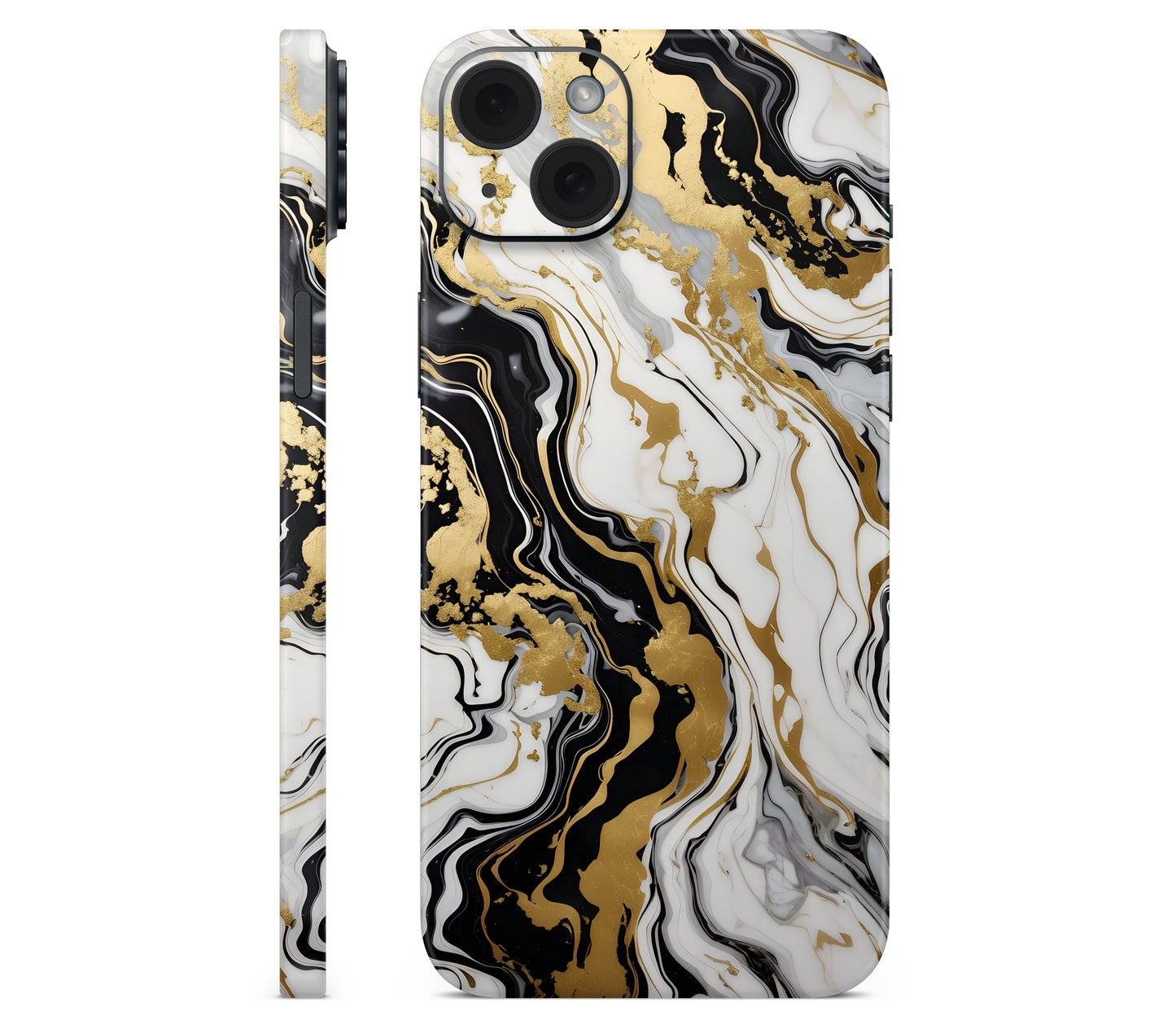 iPhone 15 Plus skin, Gold Flare, full wrap without logo cutout