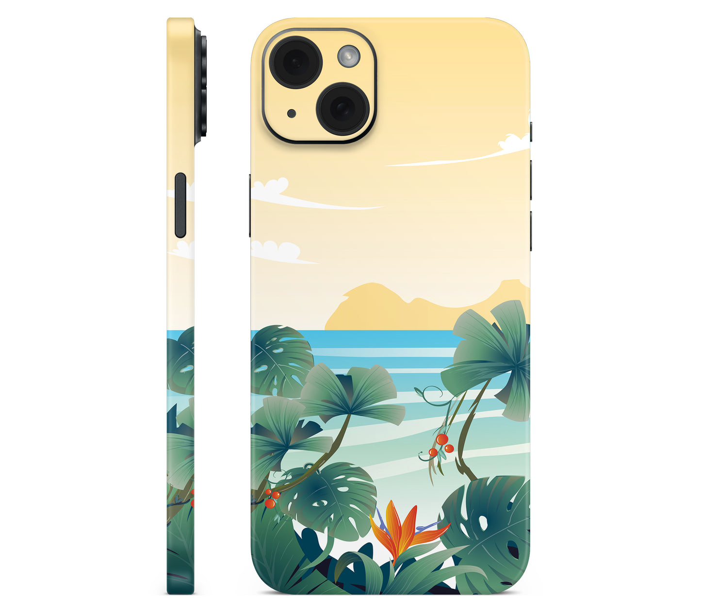 iPhone 15 Plus skin, Sizzle Bay, full wrap without logo cutout