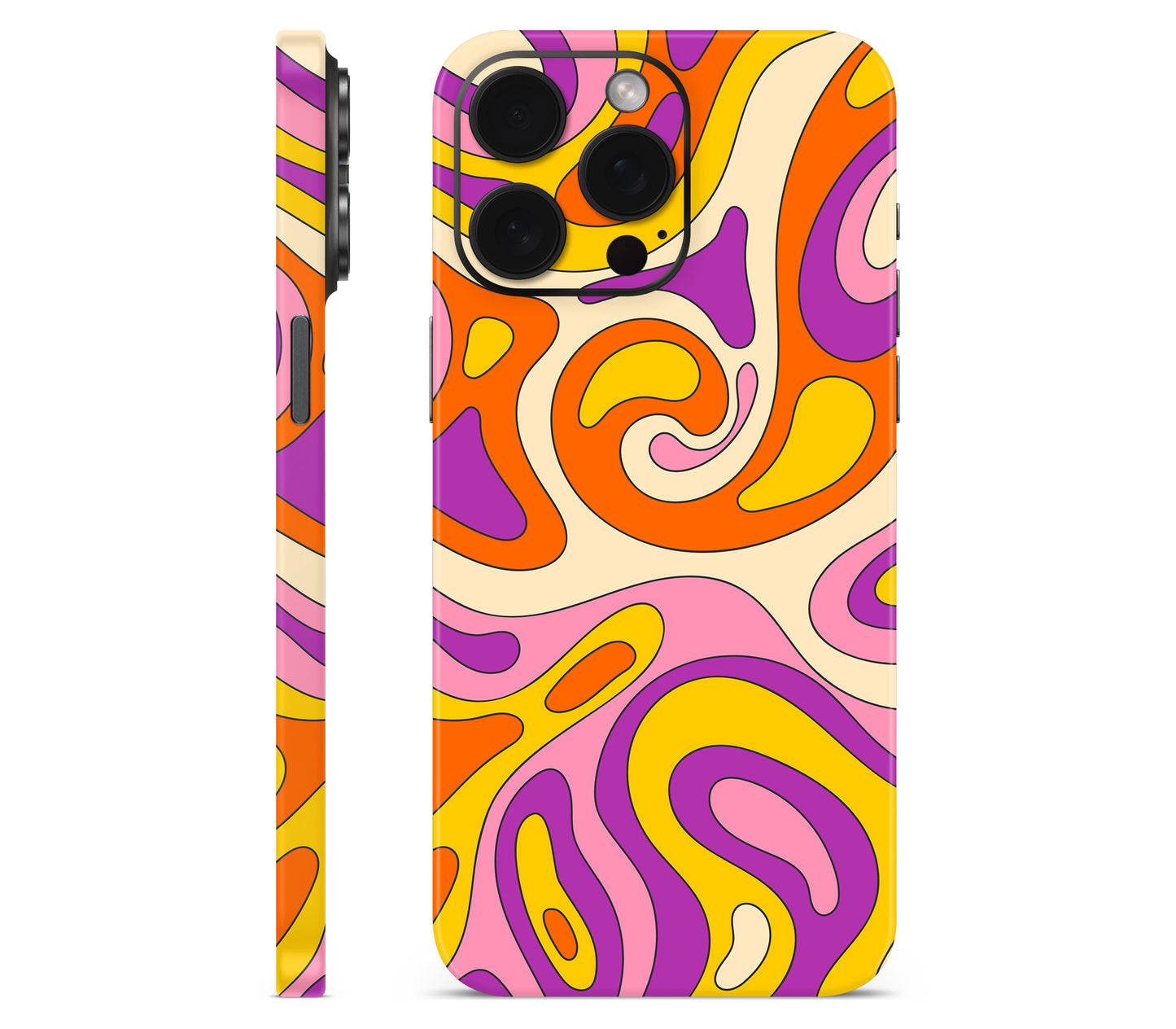 iPhone 15 Pro skin, Psycho Vortex, full wrap without logo cutout