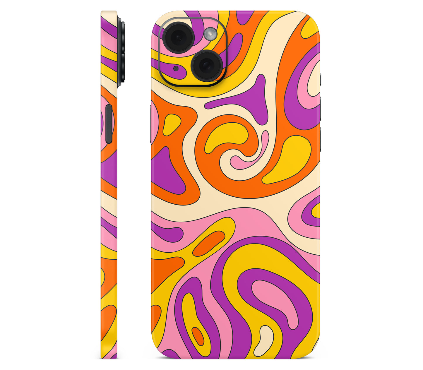 iPhone 15 skin, Psycho Vortex, full wrap without logo cutout