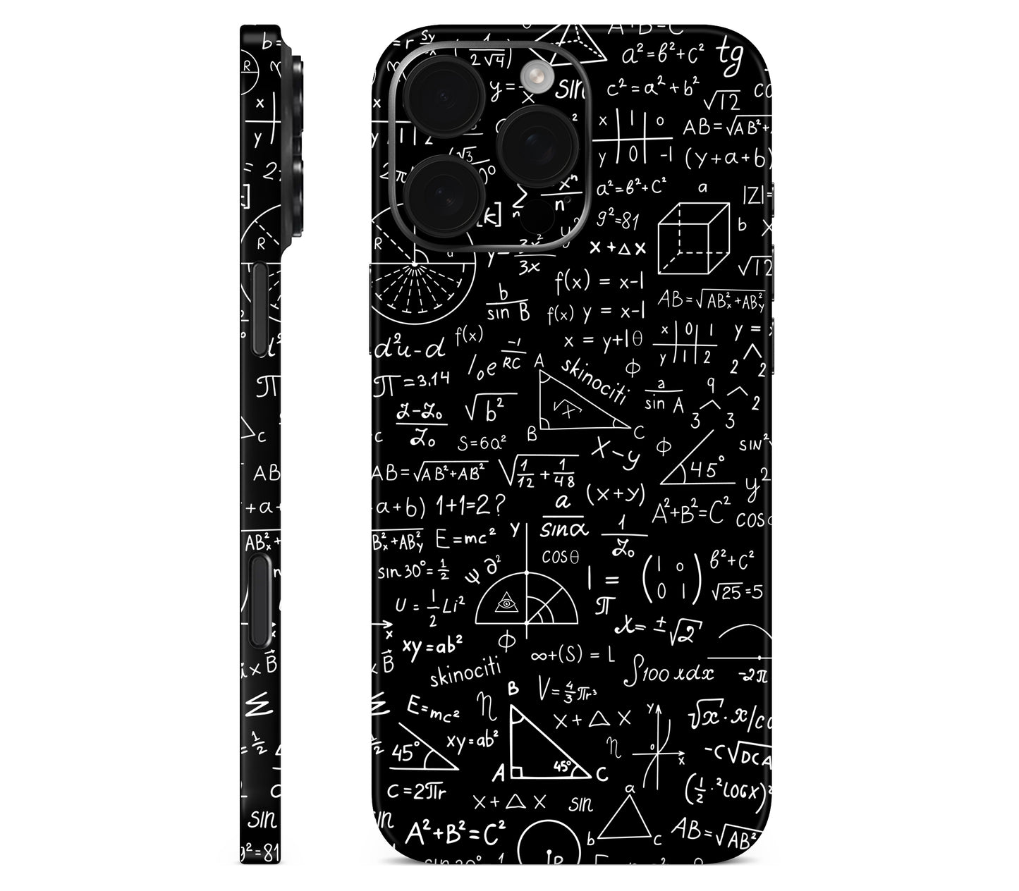 iPhone 16 Pro skin, Math Madness, full wrap without logo cutout