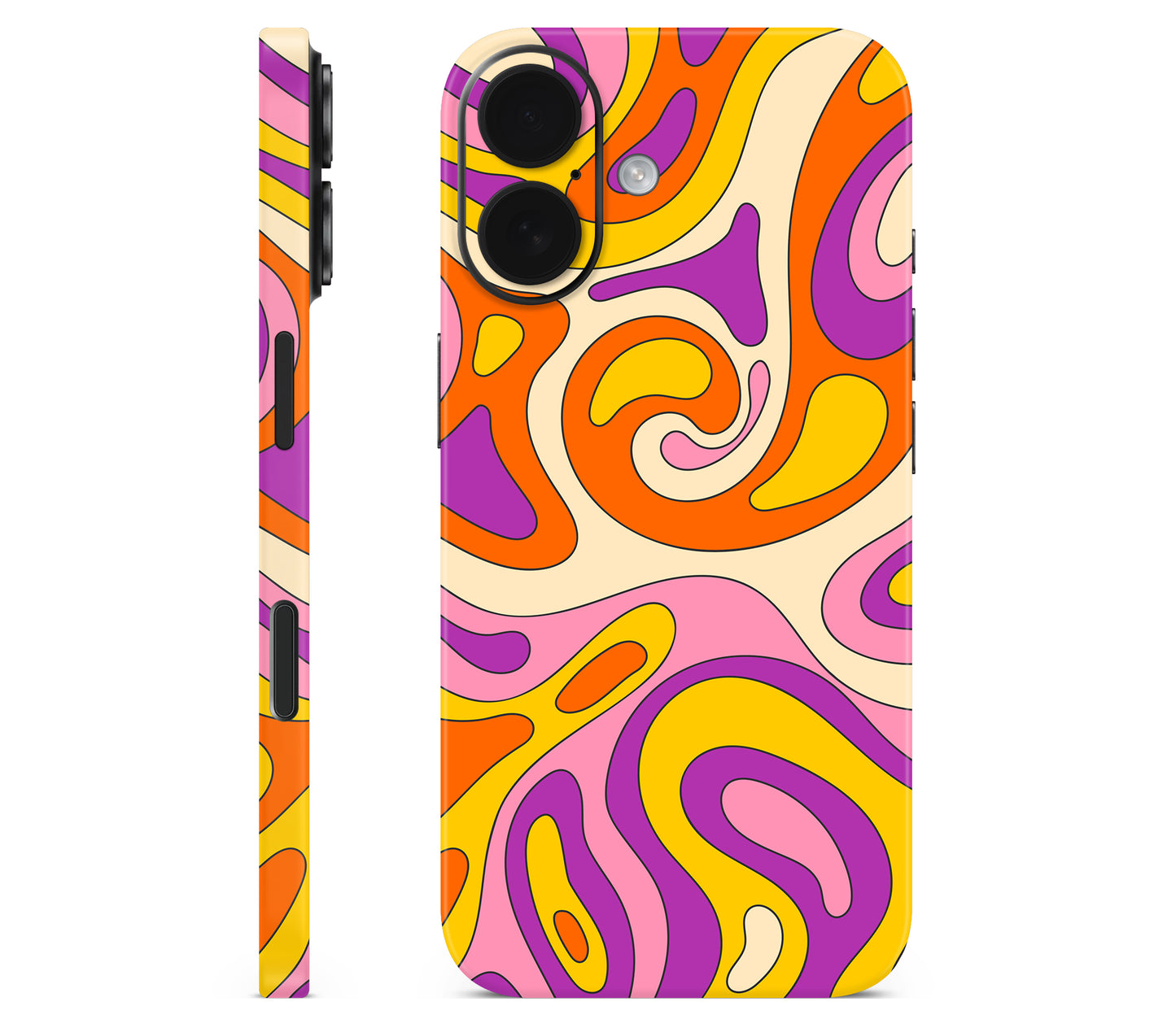 iPhone 16 skin, Psycho Vortex, full wrap without logo cutout