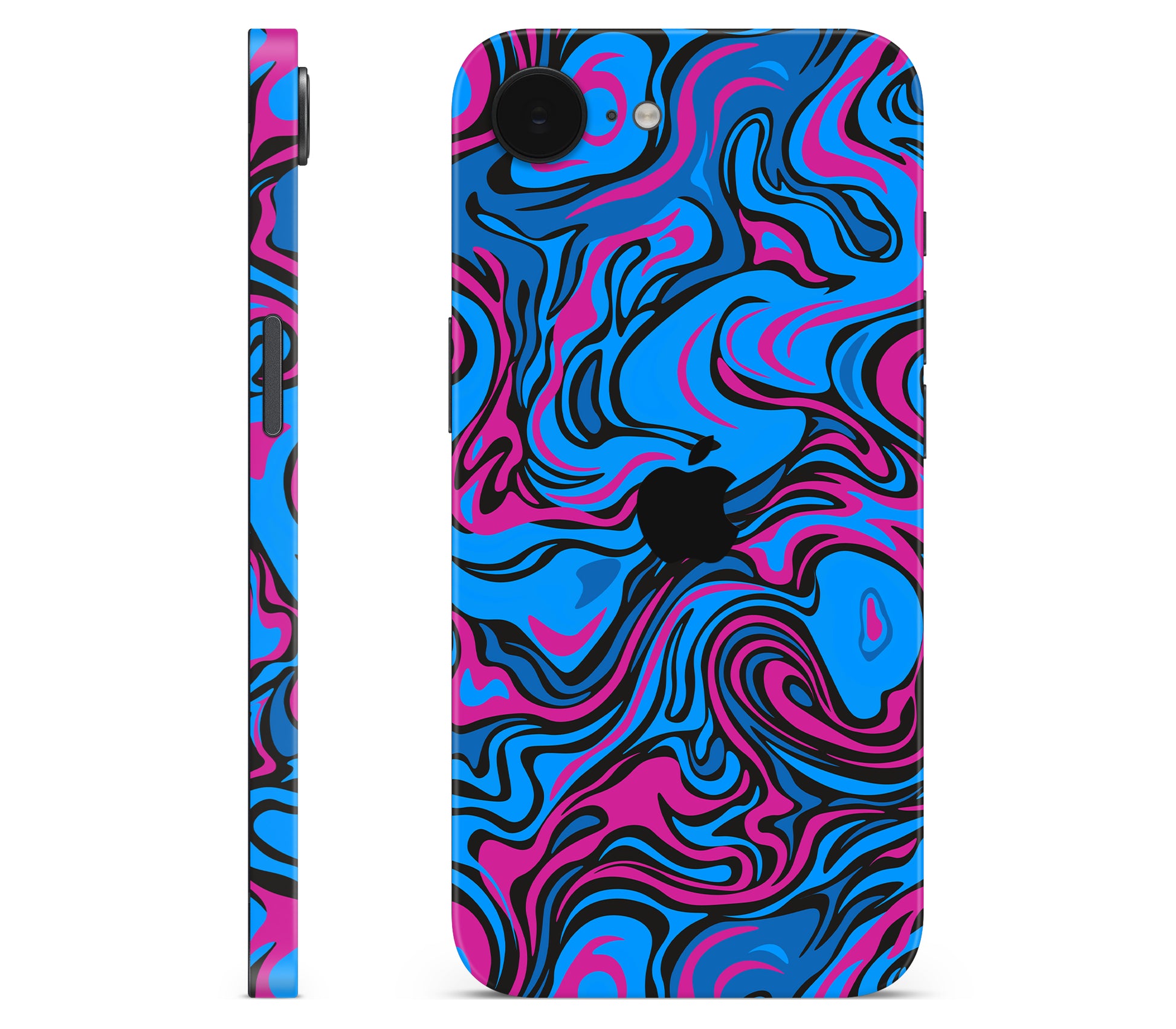 iPhone 16e skin, Brain Drain, full wrap with logo cutout