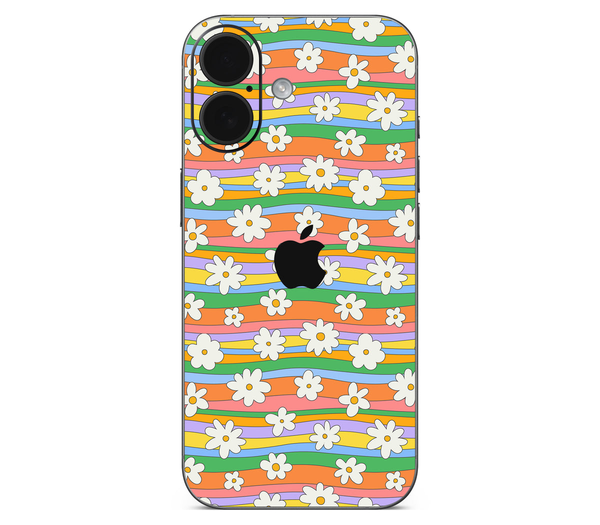 iPhone 17 skin, Daisy Drift, back skin with logo cutout