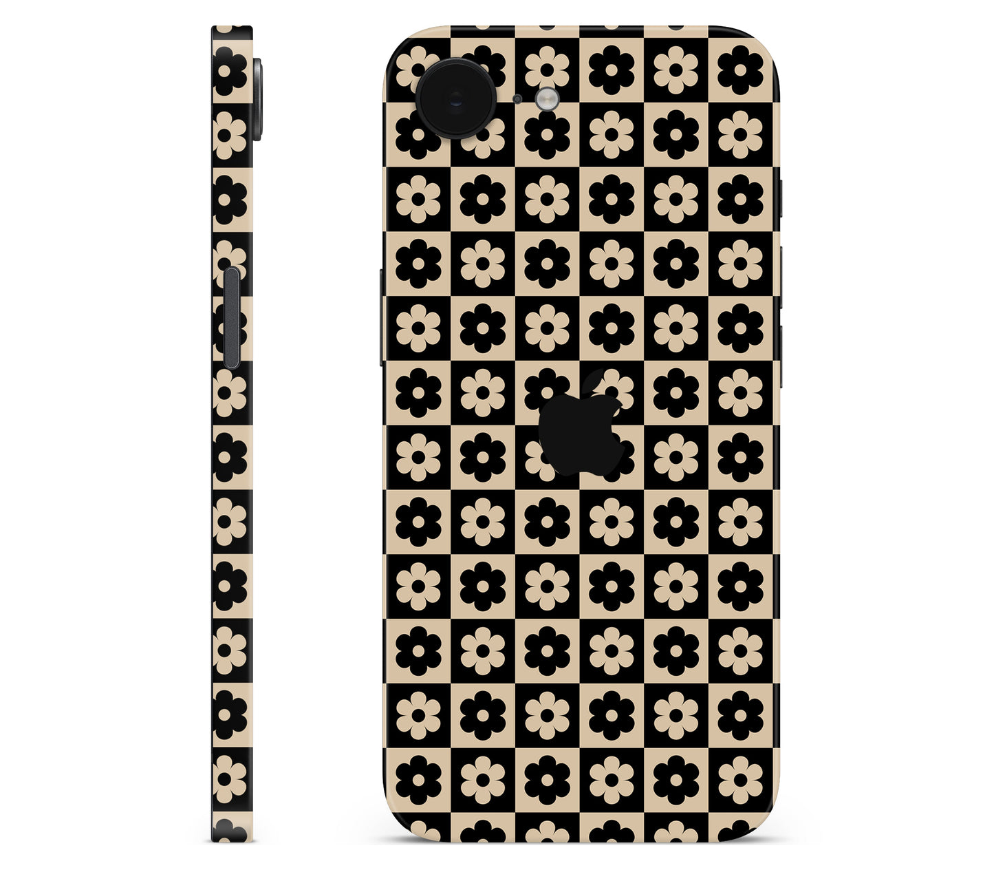iPhone 17e skin, Floral Grid, full wrap with logo cutout