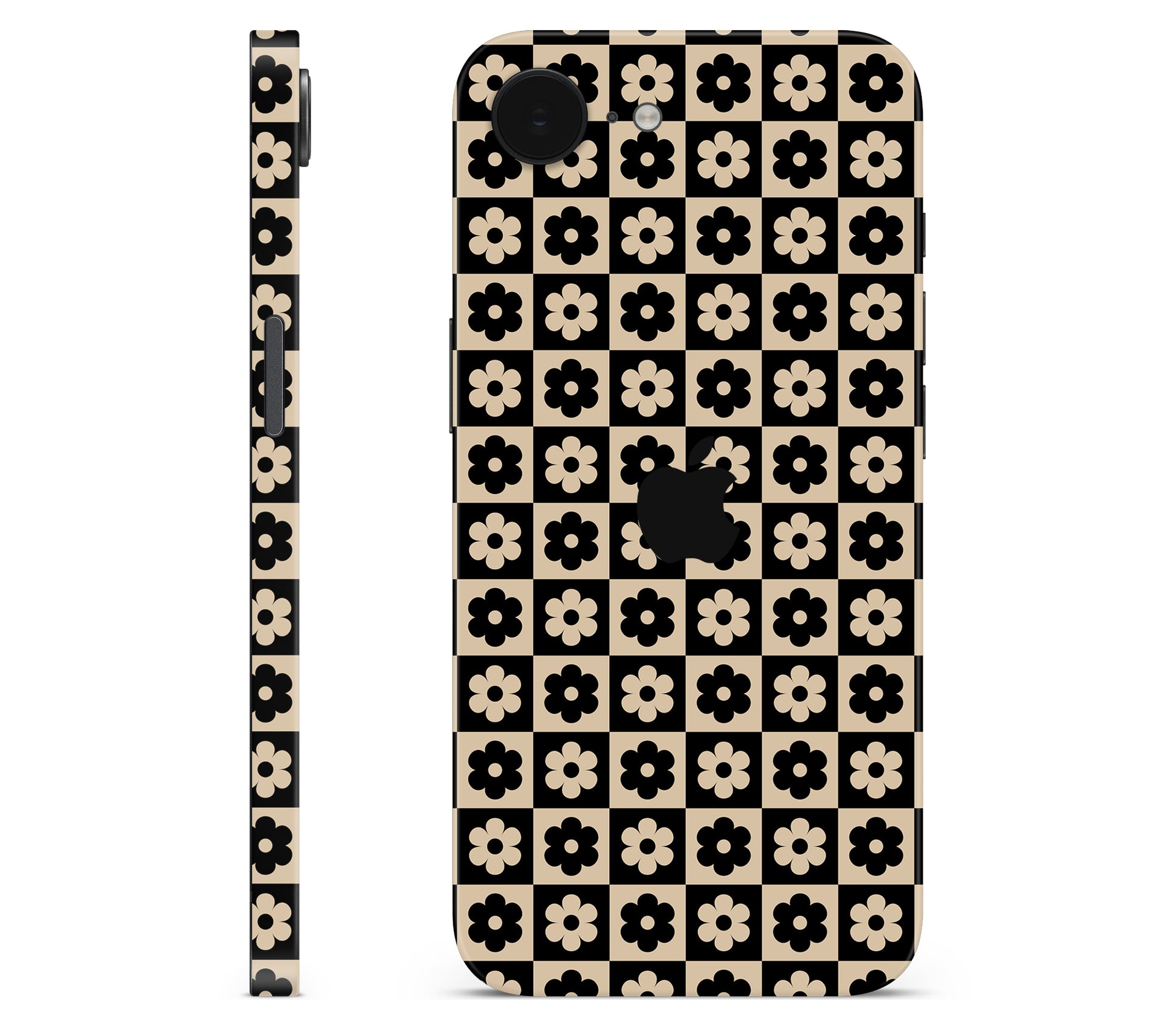 iPhone 17e skin, Floral Grid, full wrap with logo cutout