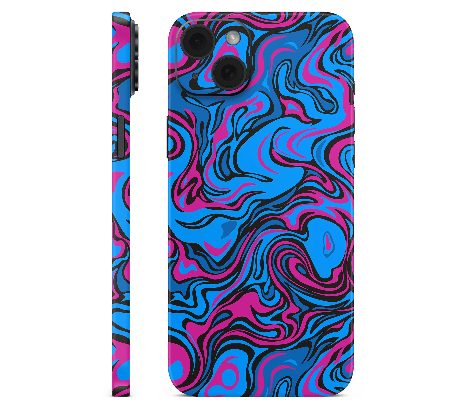 iPhone 15 Plus skin, Brain Drain, full wrap without logo cutout