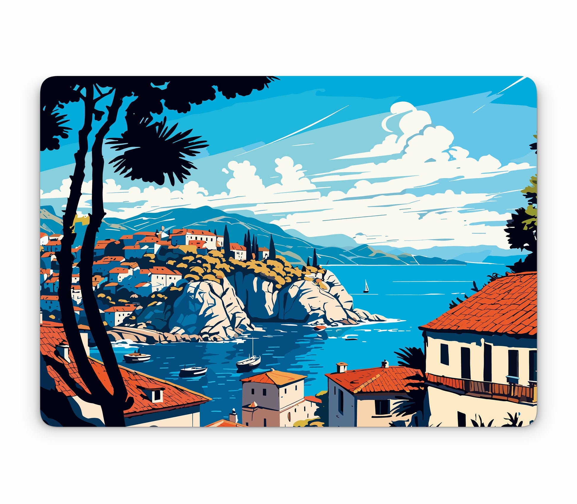 MacBook Air 13" (2025, M4) skin, Coastal Clouds, top skin without logo cutout