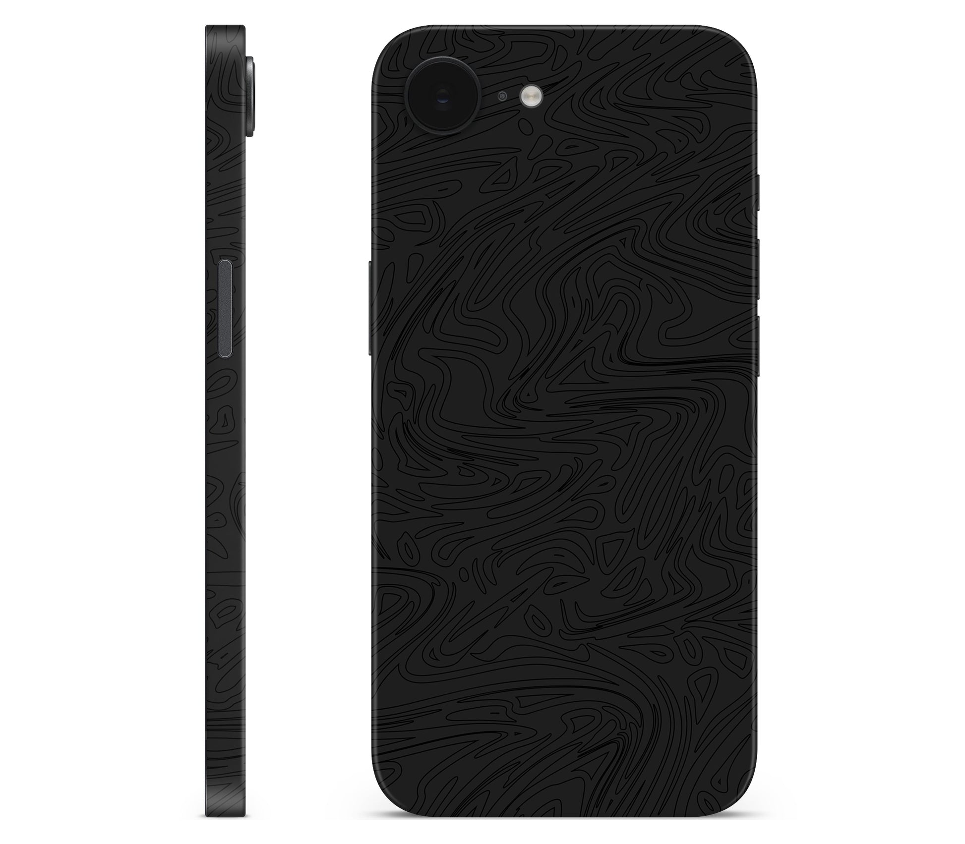 iPhone 17e skin, Black Ice, full wrap without logo cutout