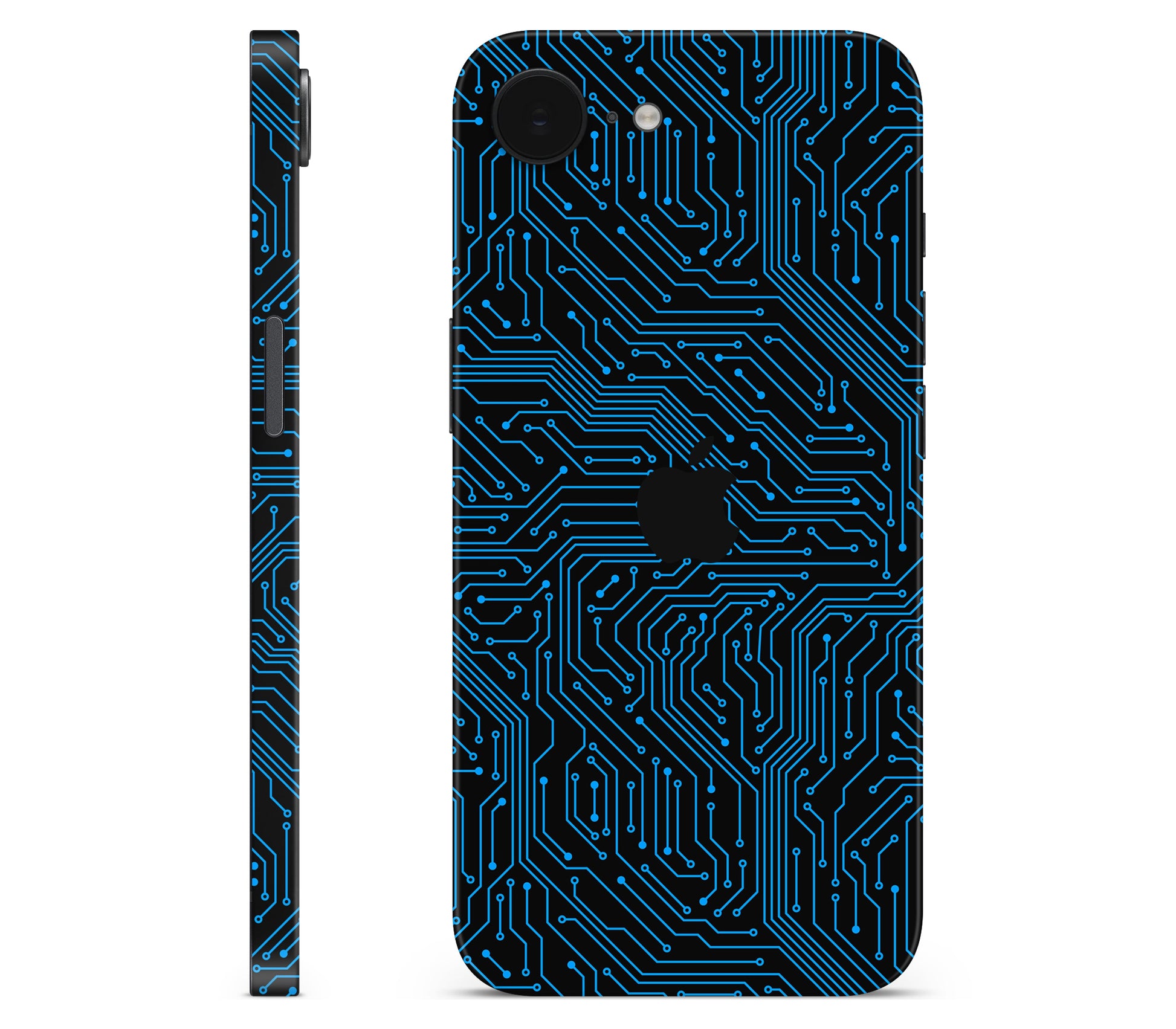 iPhone 17e skin, Eternal Blue, full wrap with logo cutout
