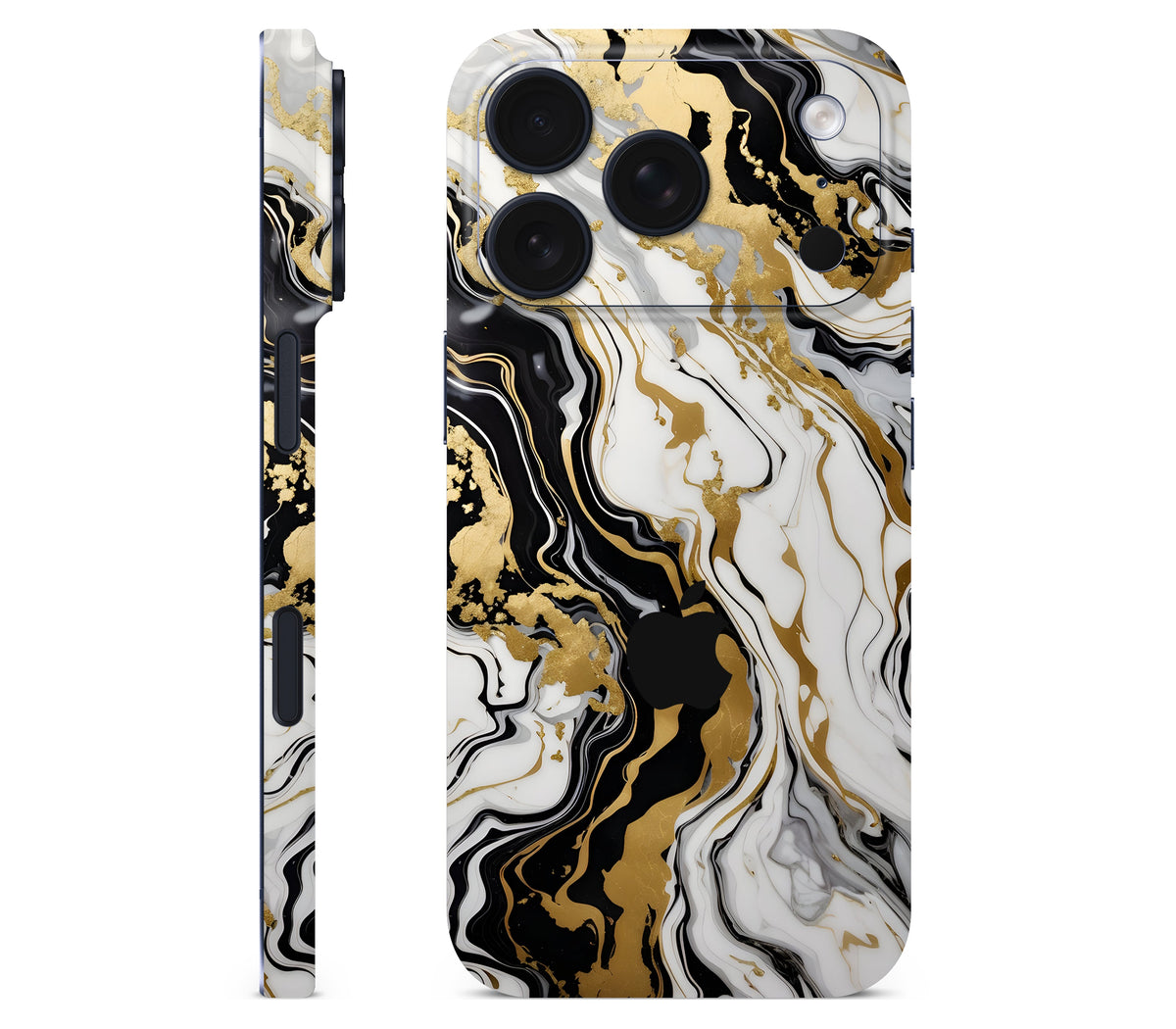 iPhone 18 Pro Max skin, Gold Flare, full wrap with logo cutout