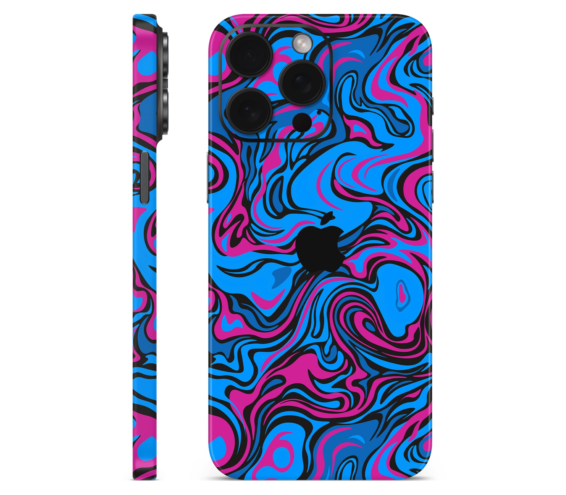 iPhone 15 Pro Max skin, Brain Drain, full wrap with logo cutout
