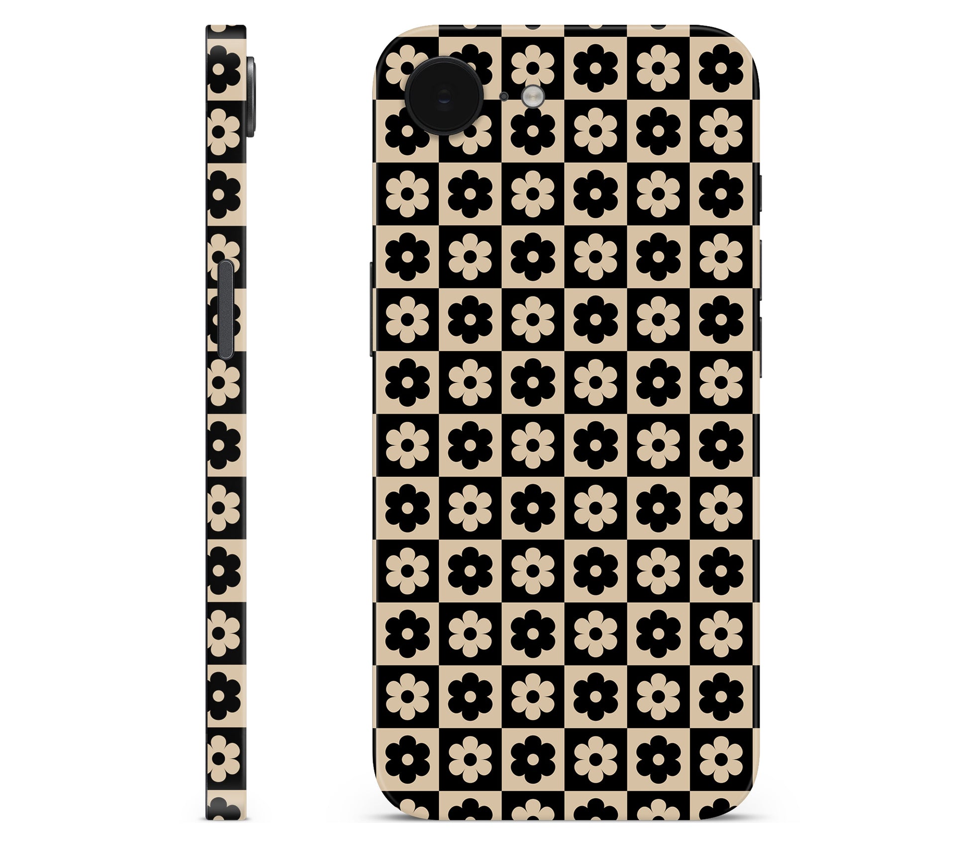 iPhone 17e skin, Floral Grid, full wrap without logo cutout