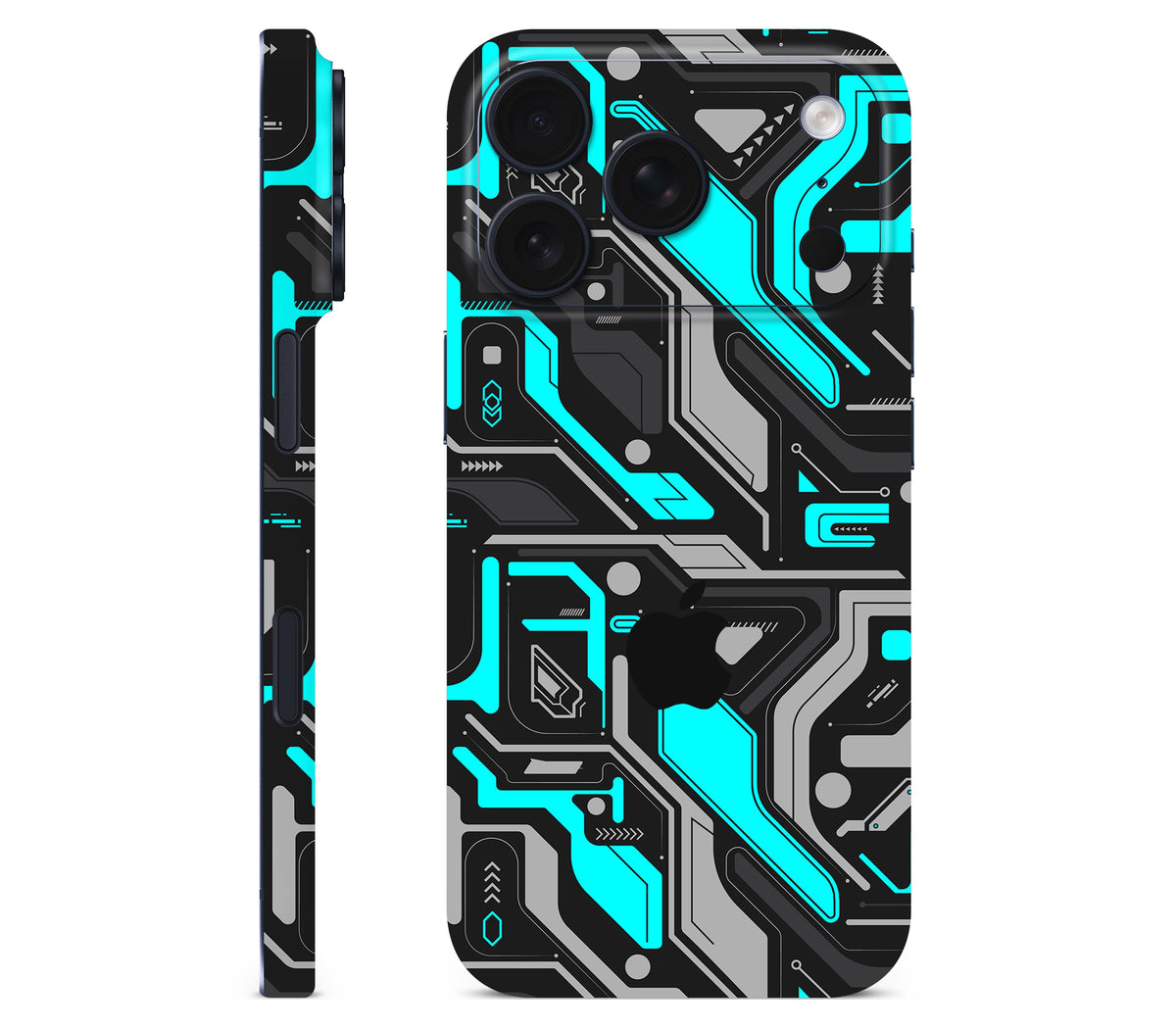 iPhone 18 Pro skin, Code Rot (Glitch), full wrap with logo cutout