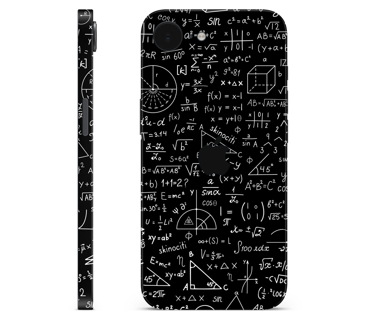 iPhone 17e skin, Math Madness, full wrap with logo cutout