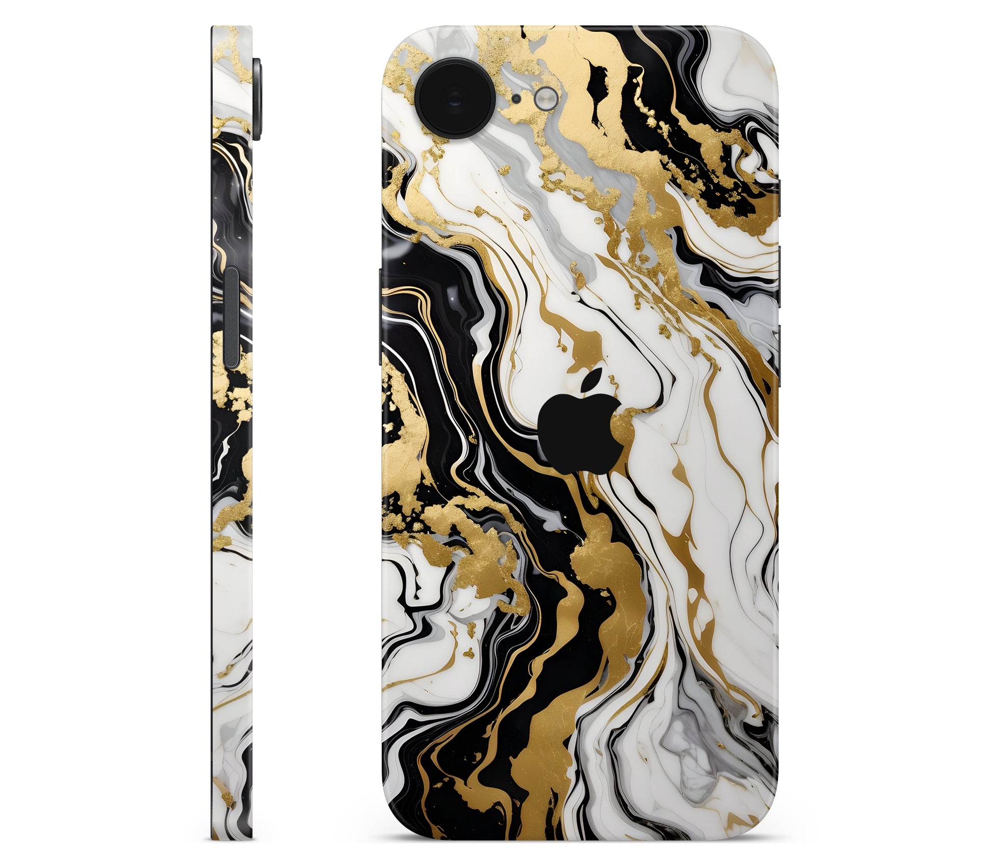 iPhone 17e skin, Gold Flare, full wrap with logo cutout