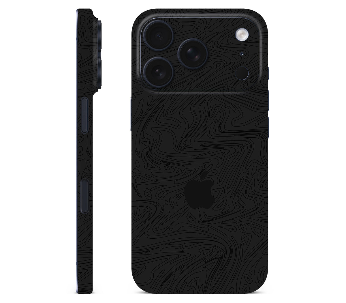 iPhone 18 Pro Max skin, Black Ice, full wrap with logo cutout