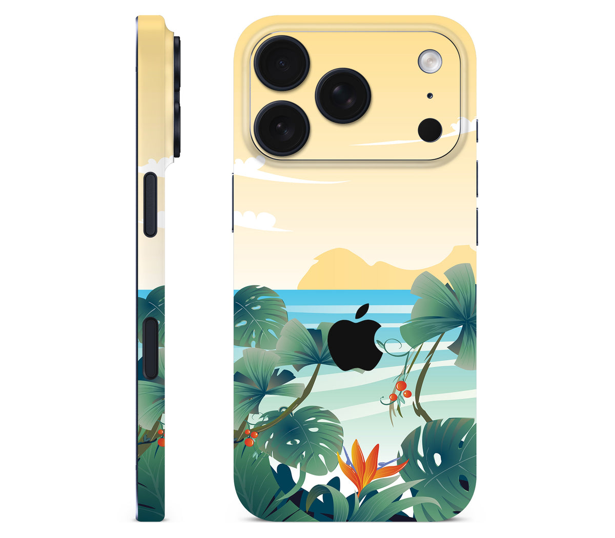 iPhone 18 Pro skin, Sizzle Bay, full wrap with logo cutout