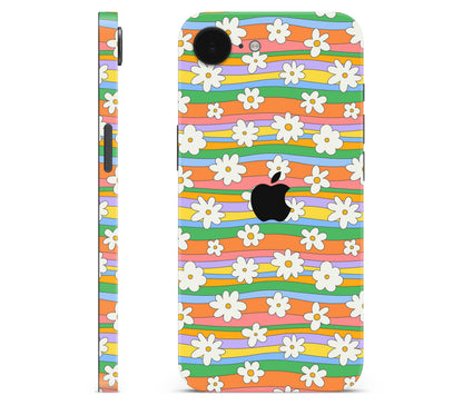 iPhone 17e skin, Daisy Drift, full wrap with logo cutout