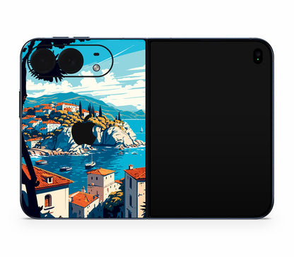 iPhone Duo skin, Coastal Clouds, back skin with logo cutout