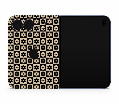 iPhone Duo skin, Floral Grid, full wrap with logo cutout