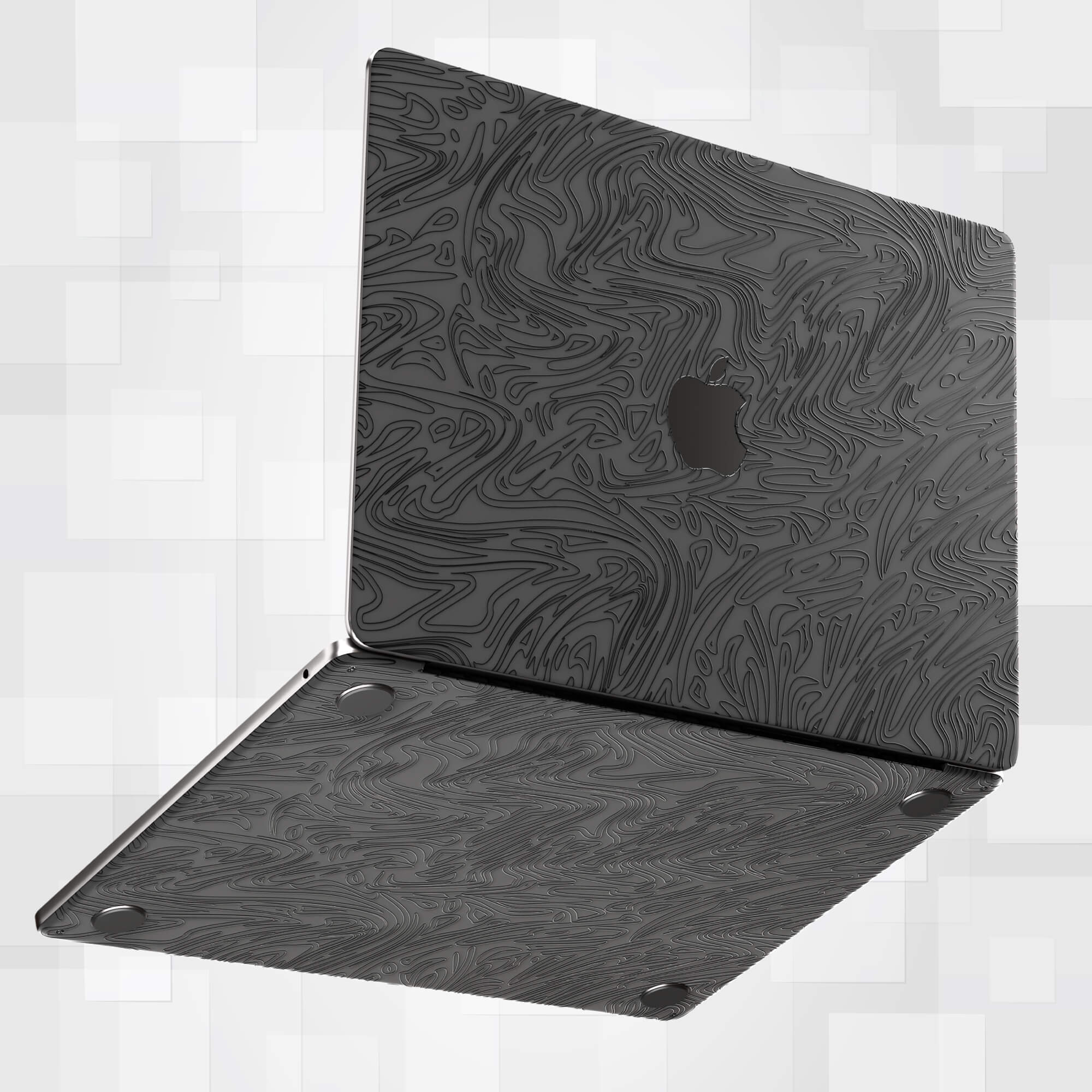 Black marble-patterned laptop wrap
