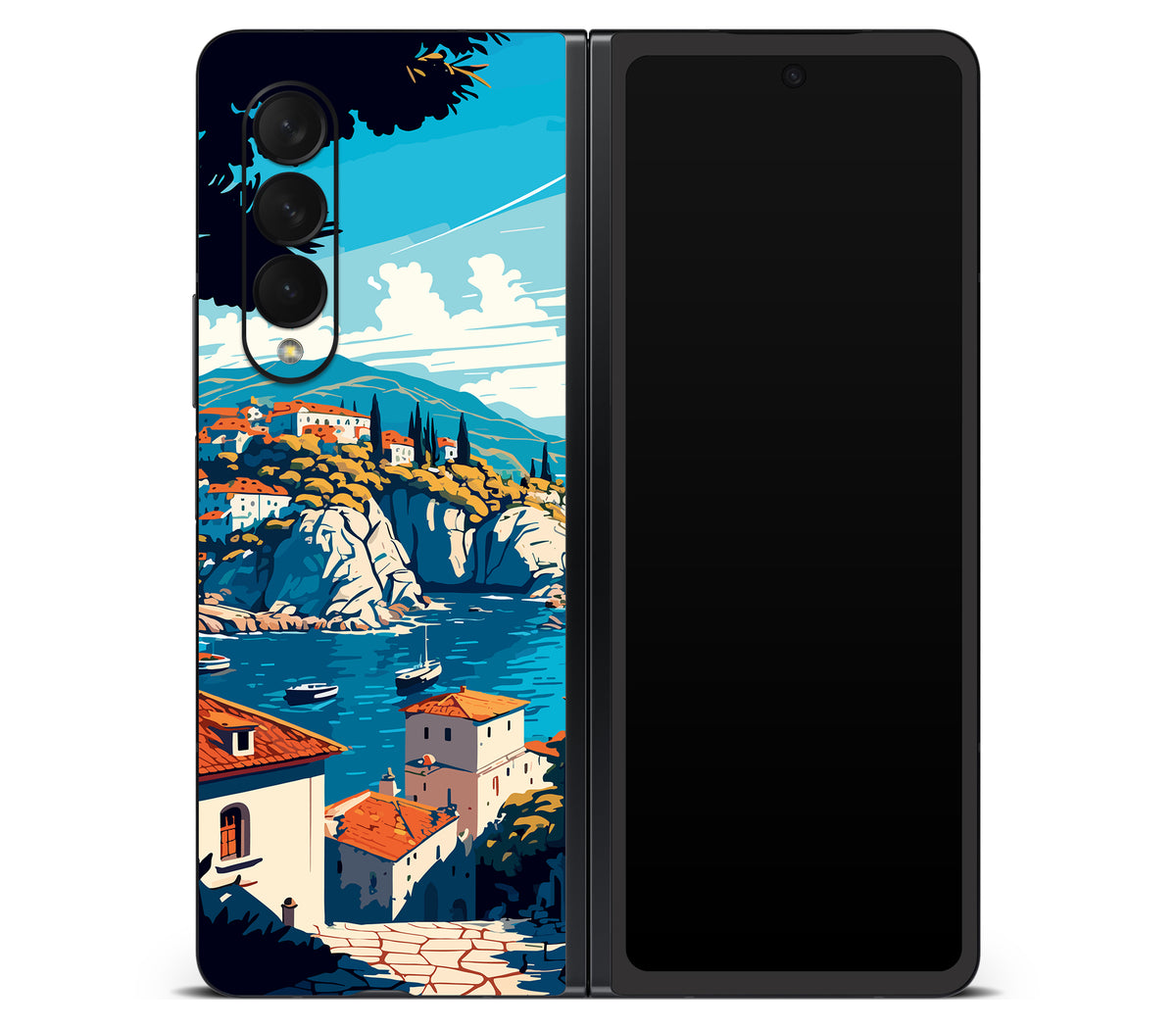 Galaxy Z Fold 3 skin, Coastal Clouds, back skin