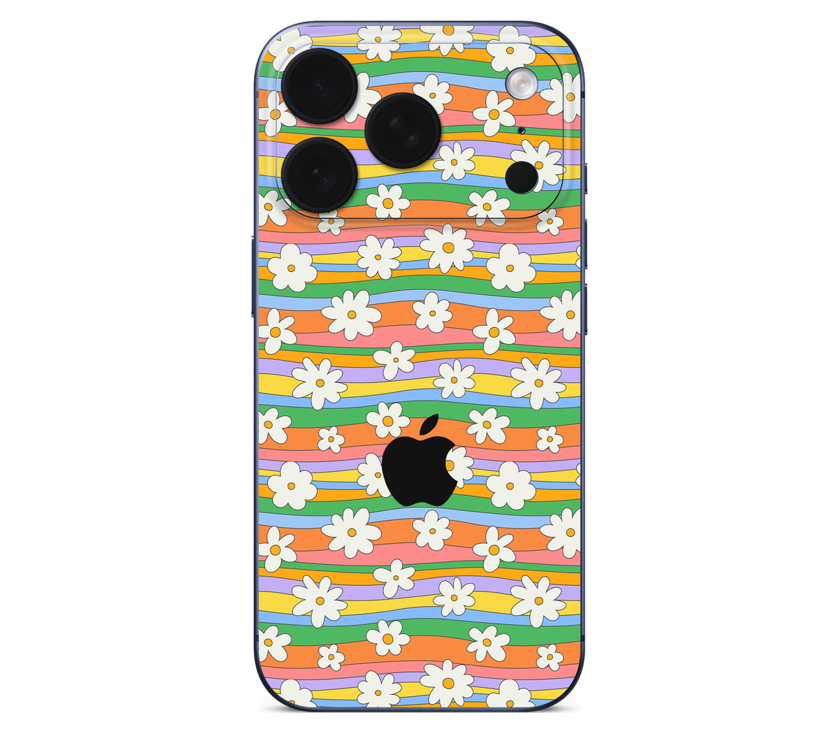 iPhone 18 Pro skin, Daisy Drift, back skin with logo cutout