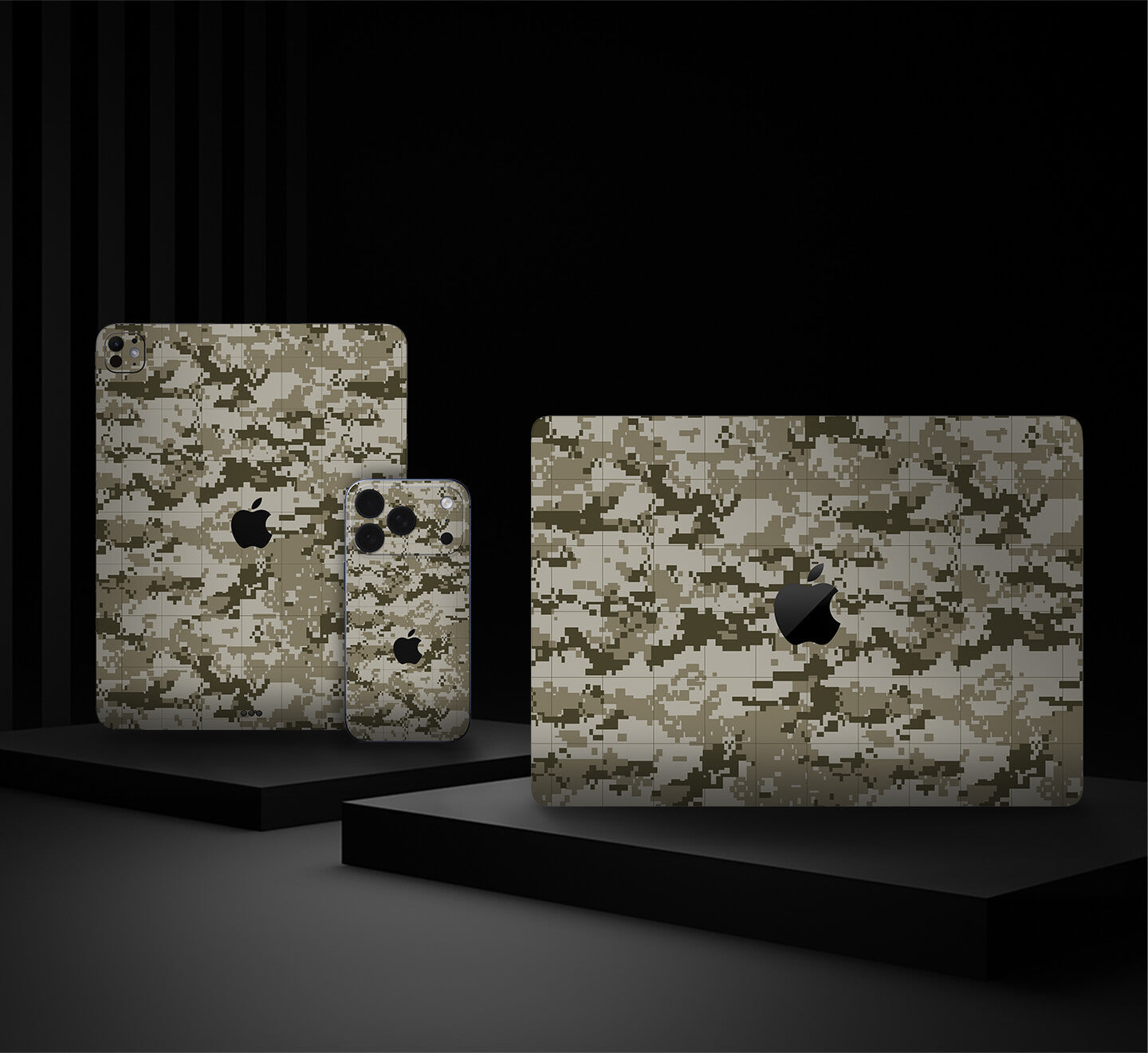 Camouflage-patterned Apple device skins