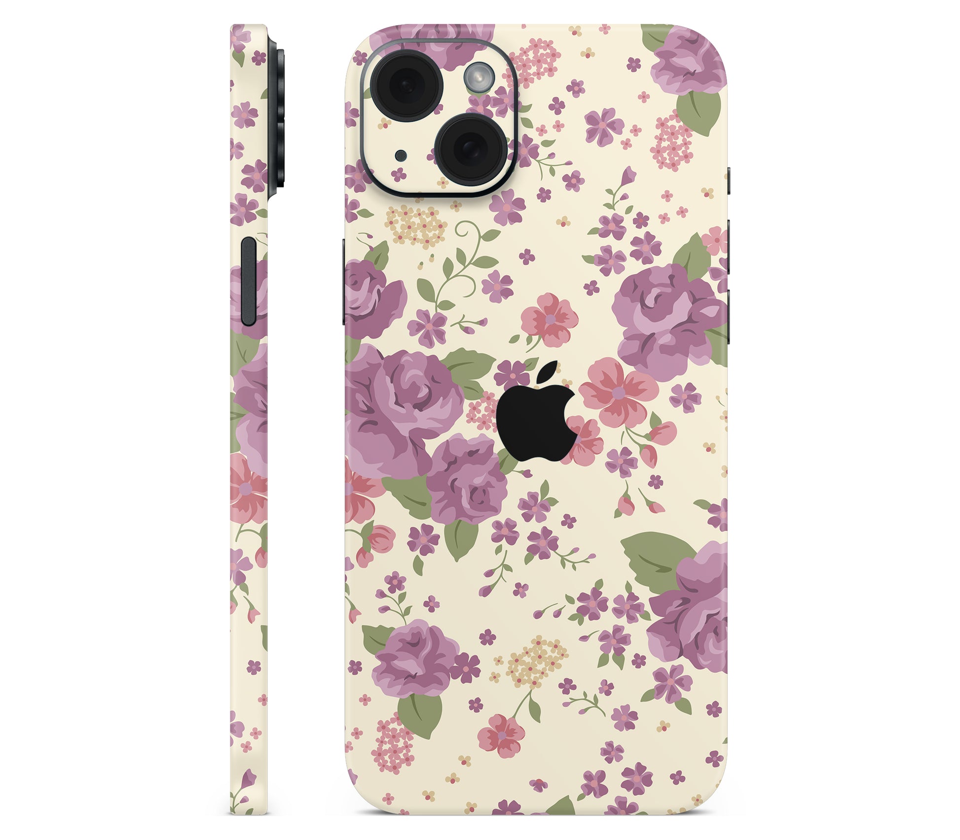 iPhone 15 Plus skin, Lilac, full wrap with logo cutout