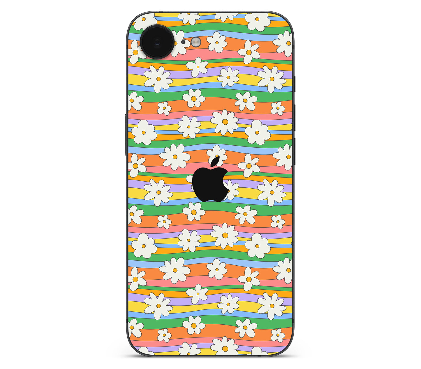 iPhone 17e skin, Daisy Drift, back skin with logo cutout