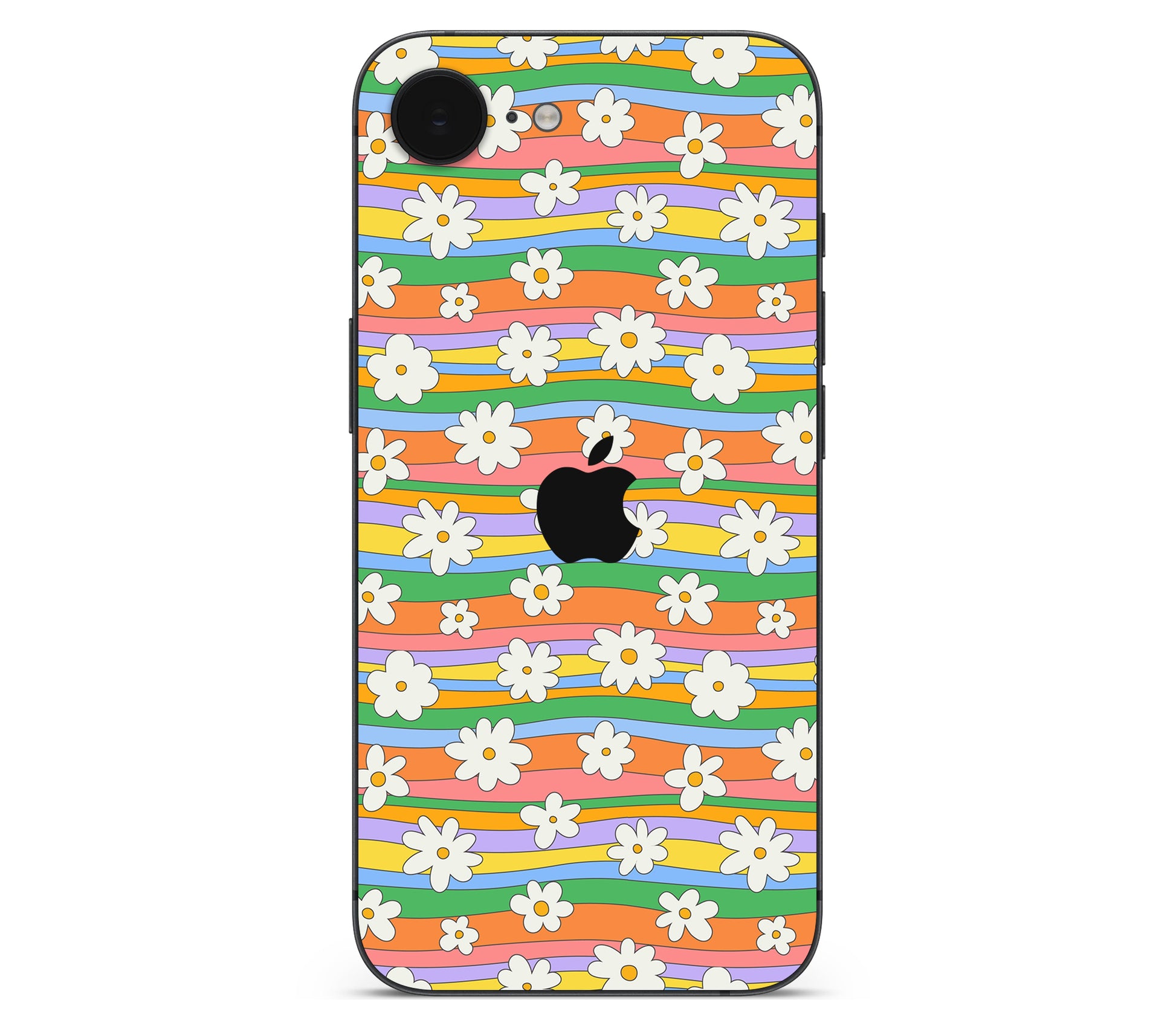 iPhone 17e skin, Daisy Drift, back skin with logo cutout