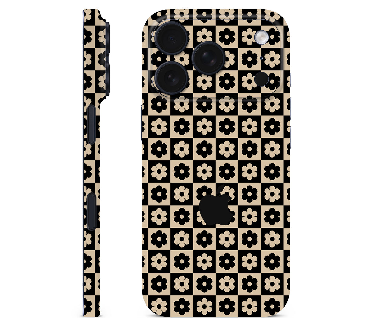 iPhone 18 Pro Max skin, Floral Grid, full wrap with logo cutout