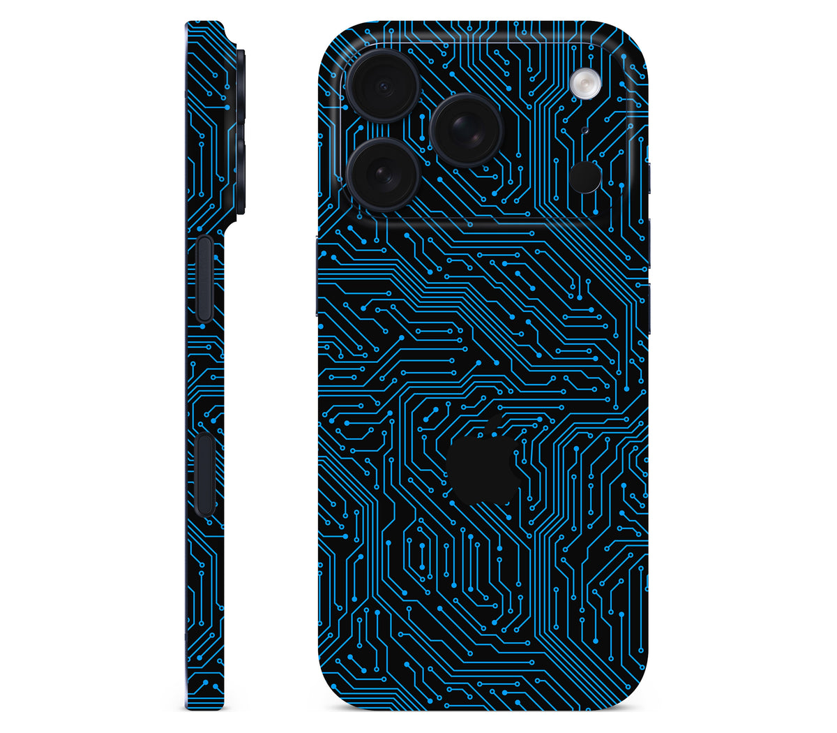 iPhone 18 Pro Max skin, Eternal Blue, full wrap with logo cutout