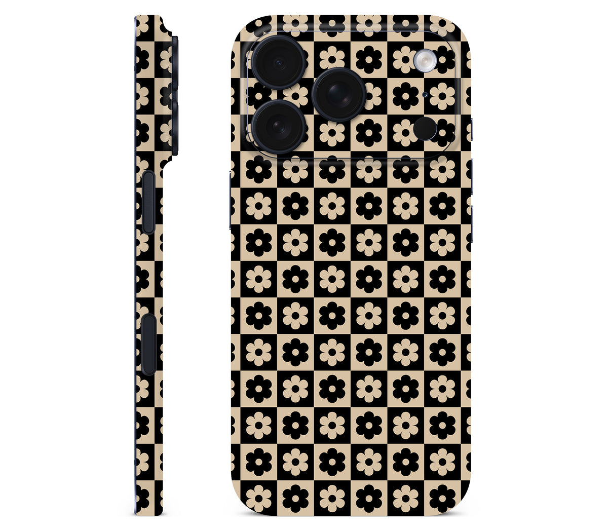 iPhone 18 Pro skin, Floral Grid, full wrap without logo cutout