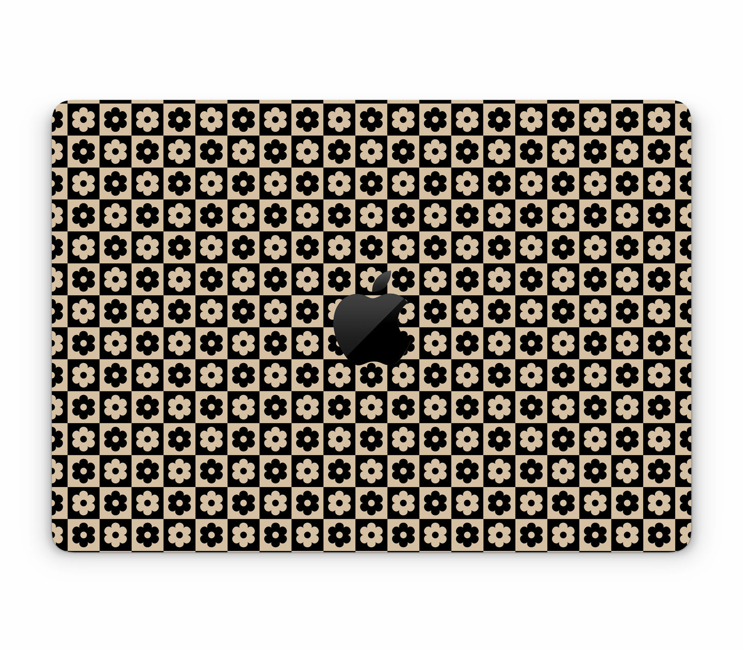 MacBook Air 13" (2025, M4) skin, Floral Grid, top skin with logo cutout