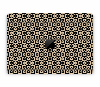 MacBook Pro 14" (2024, M4) skin, Floral Grid, top skin with logo cutout