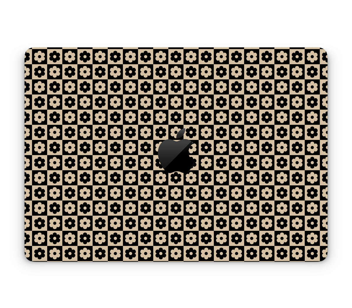 MacBook Air 13" (2024, M3) skin, Floral Grid, top skin with logo cutout