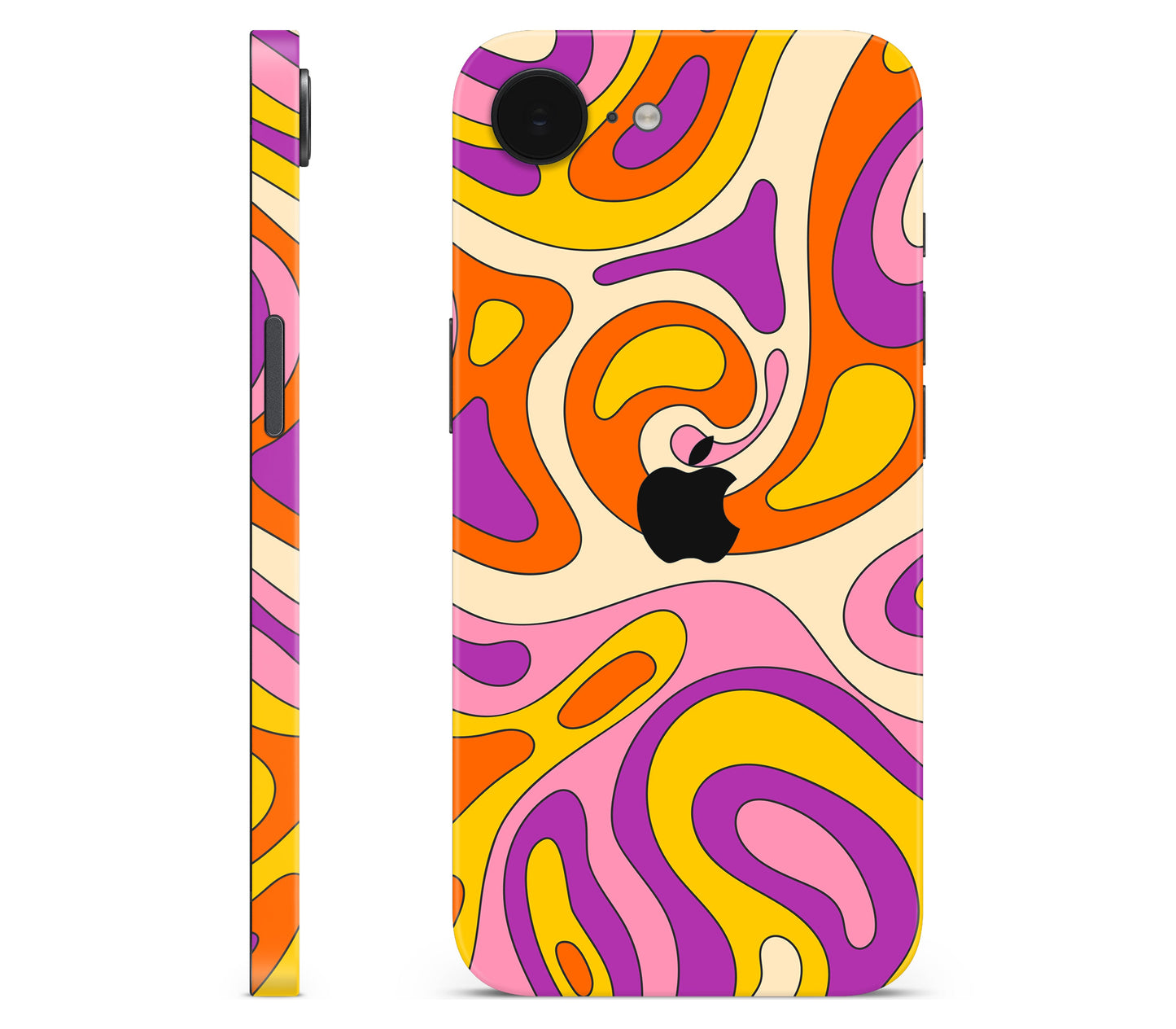 iPhone 17e skin, Psycho Vortex, full wrap with logo cutout