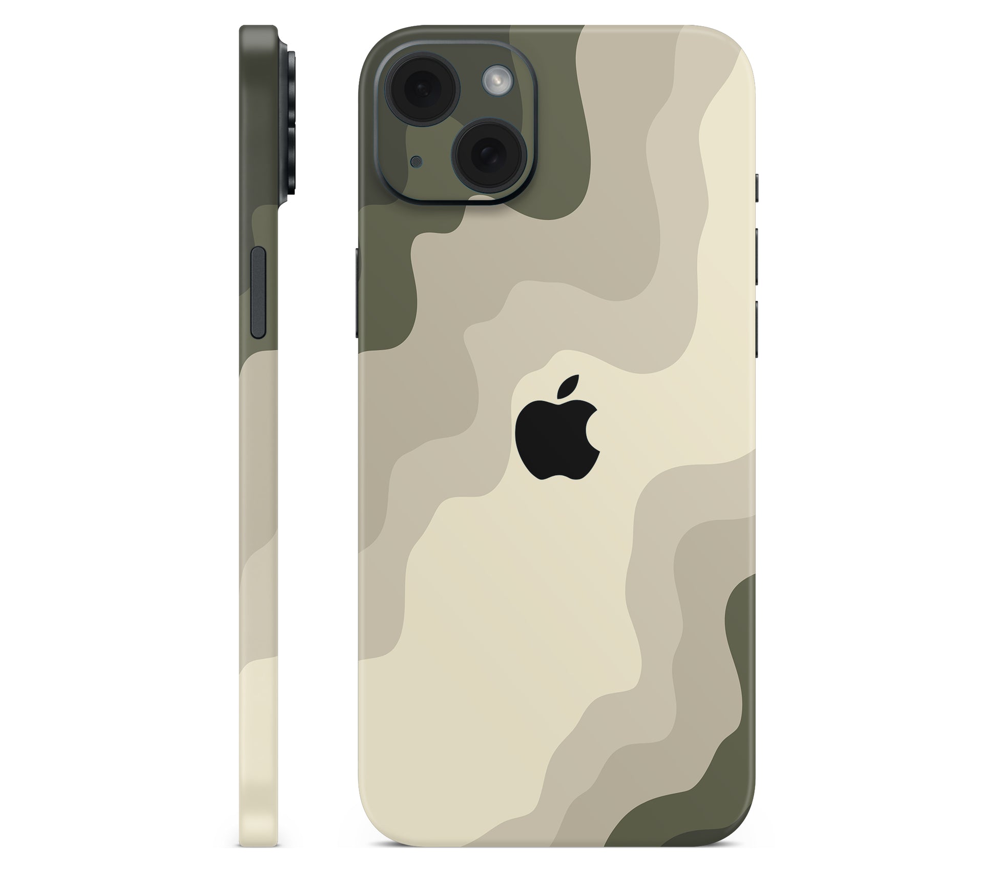 iPhone 15 skin, Drift (Mirage), full wrap with logo cutout
