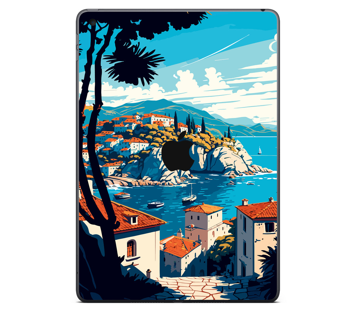iPad 10.2" (2021, Gen 9) skin, Coastal Clouds, back skin with logo cutout