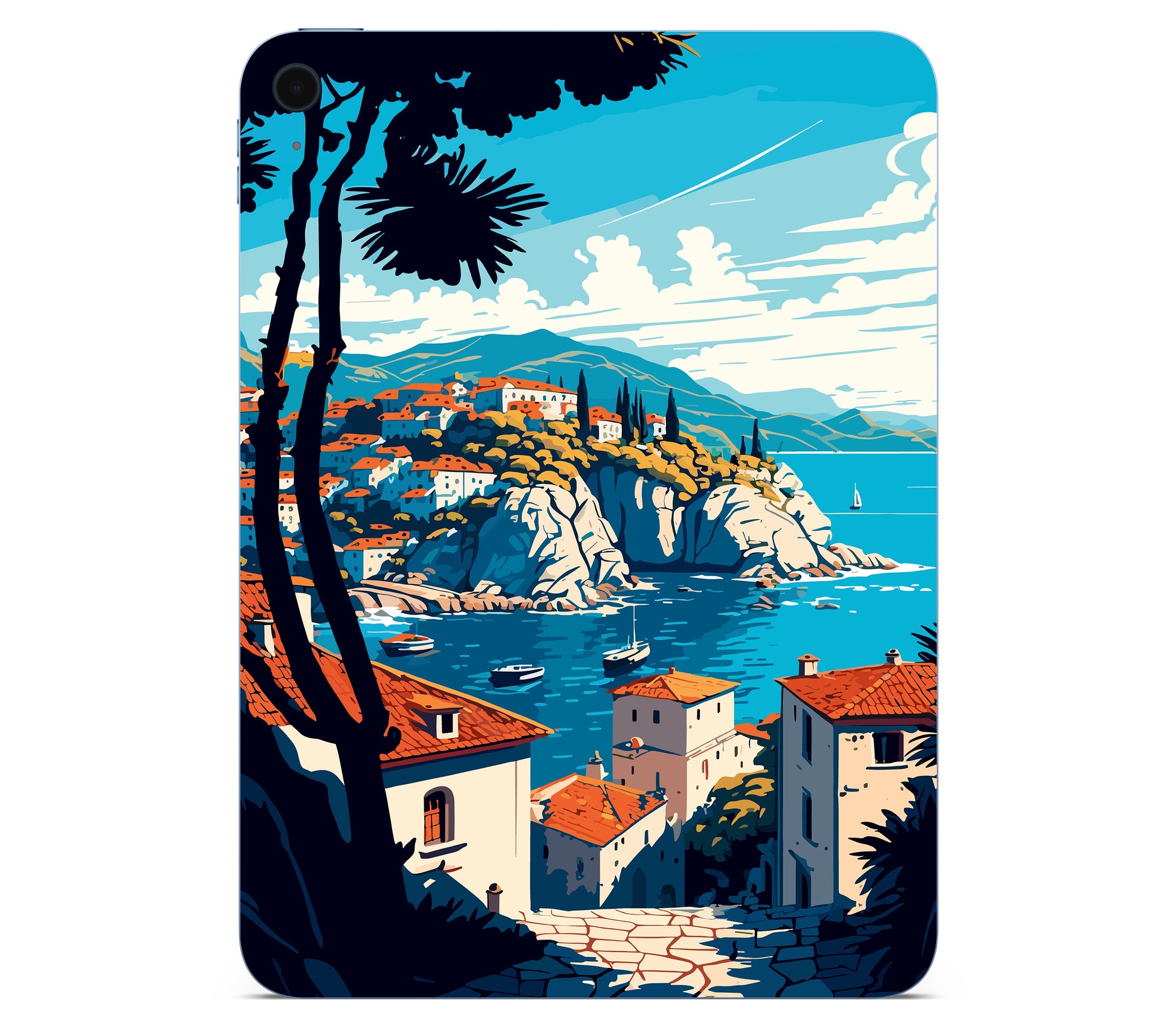 iPad 10.9" (2025, Gen 11) skin, Coastal Clouds, back skin without logo cutout