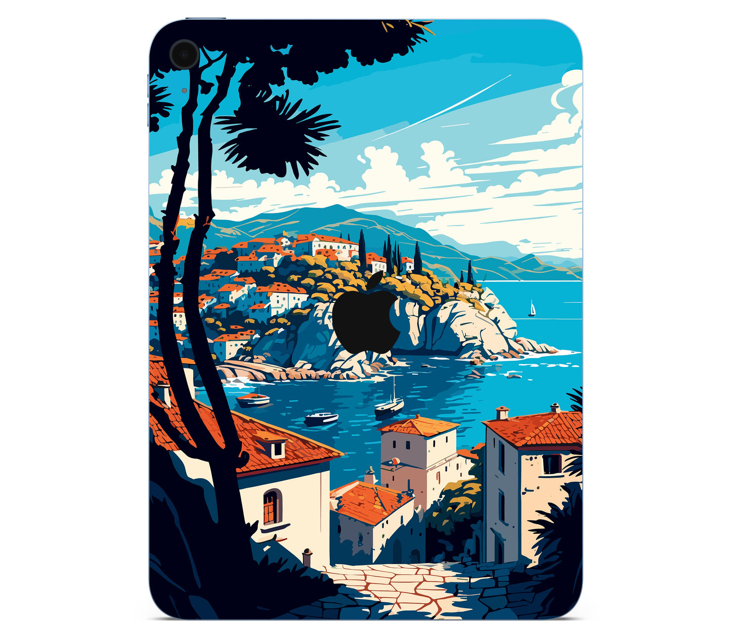 iPad 10.9" (2025, Gen 11) skin, Coastal Clouds, back skin with logo cutout