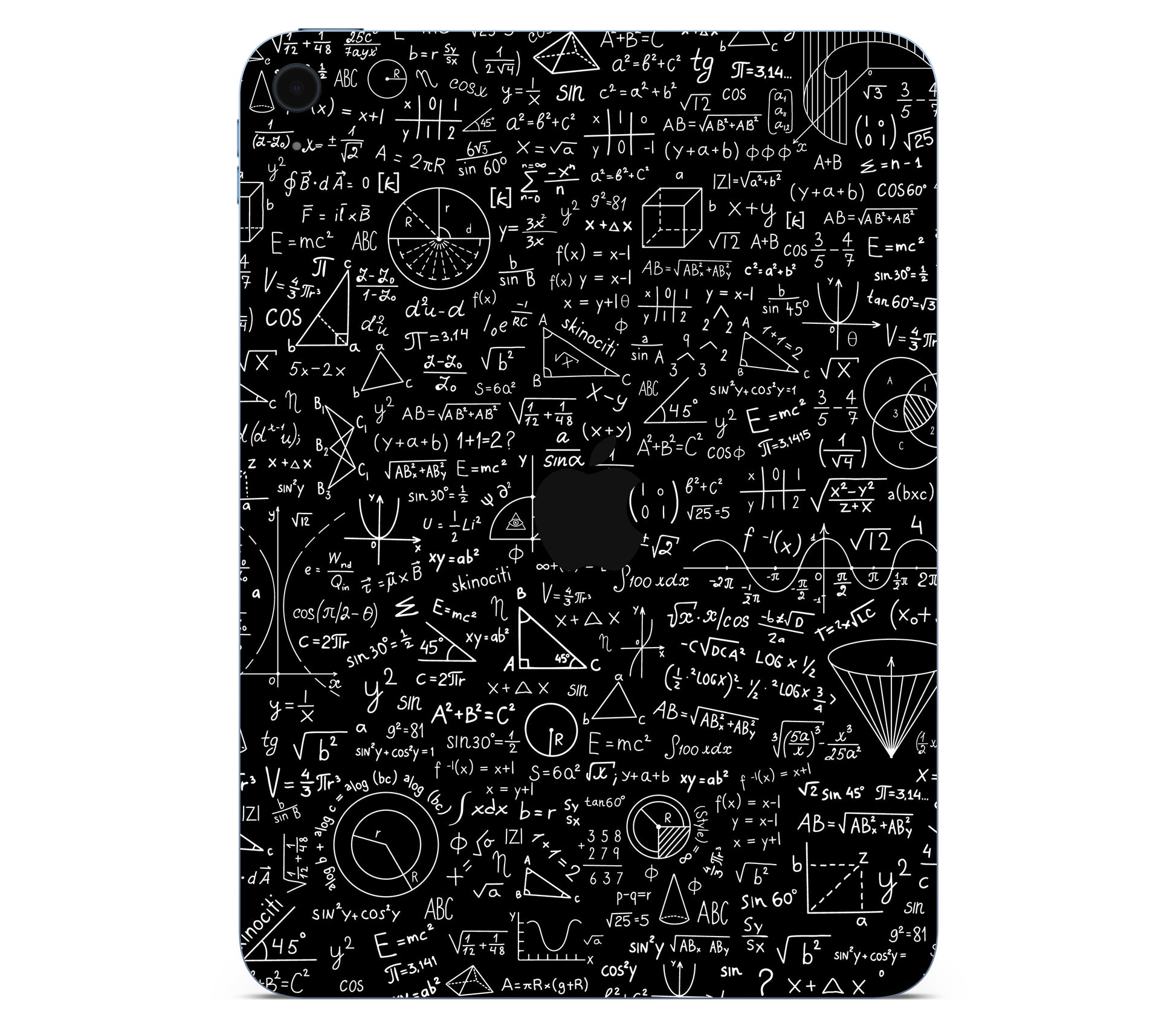 iPad 10.9" (2025, Gen 11) skin, Math Madness, back skin with logo cutout
